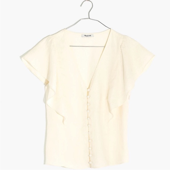 Madewell Linen Carmelina Flutter-Sleeve Top - Picture 4 of 4